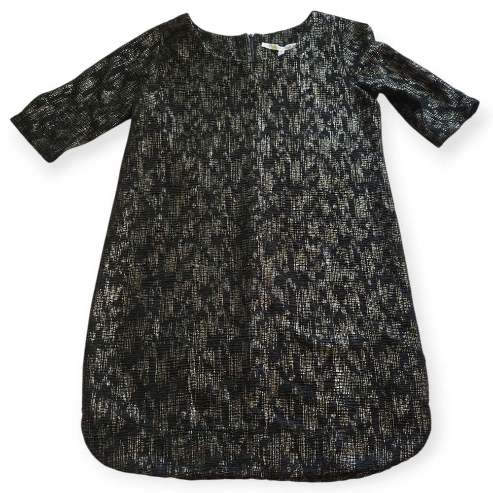 Collective Concepts Black and Gold Textured Dress